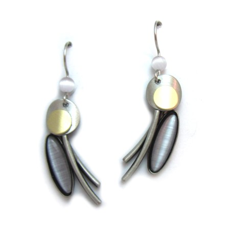 Light Grey Oval Two-tone Dangles by Crono Design - Click Image to Close